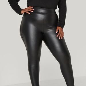 Ashley Stewart Black Faux Leather Leggings